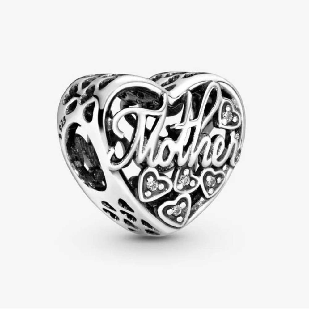 Authentic Pandora MOTHER AND SON SCRIPT OPENWORK Charm